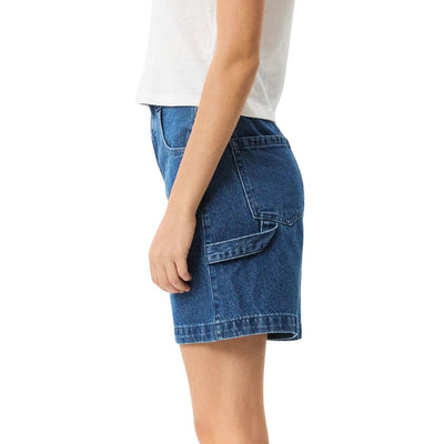 Afends Womens Emilie Hemp Denim Carpenter Shorts  - Authentic Blue
