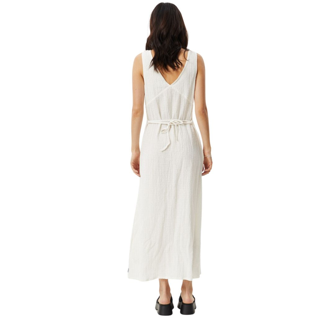 Womens Focus Hemp Seersucker Maxi Dress - White