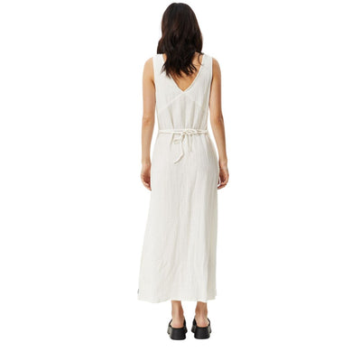 Afends Womens Focus Hemp Seersucker Maxi Dress - White