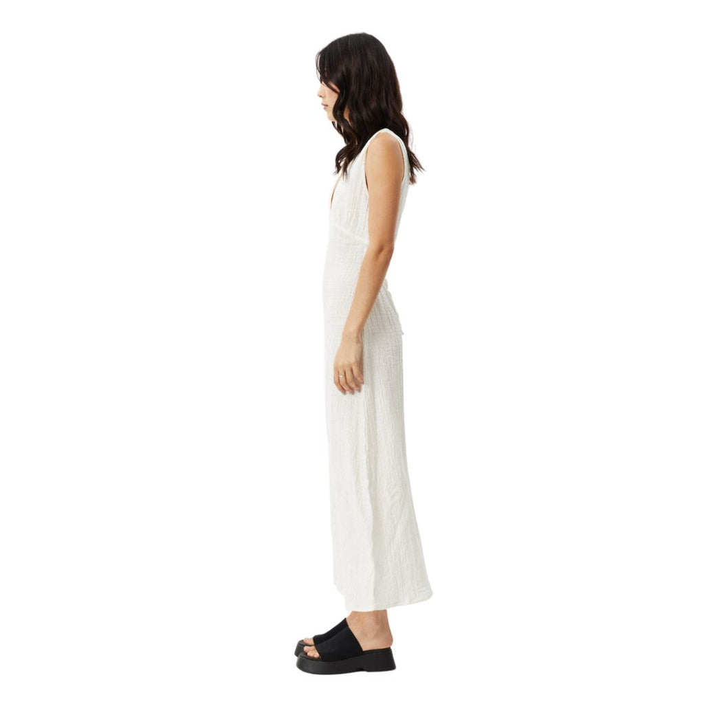 Womens Focus Hemp Seersucker Maxi Dress - White