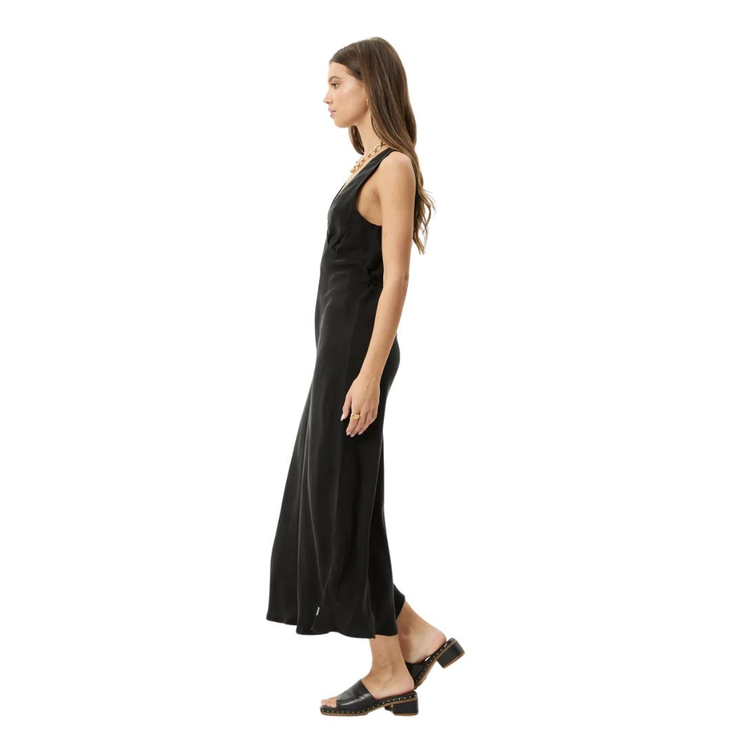 Afends Womens Gia Cupro Maxi Dress - Black