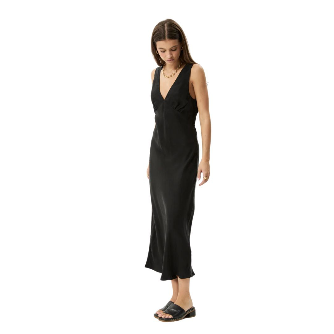 Afends Womens Gia Cupro Maxi Dress - Black