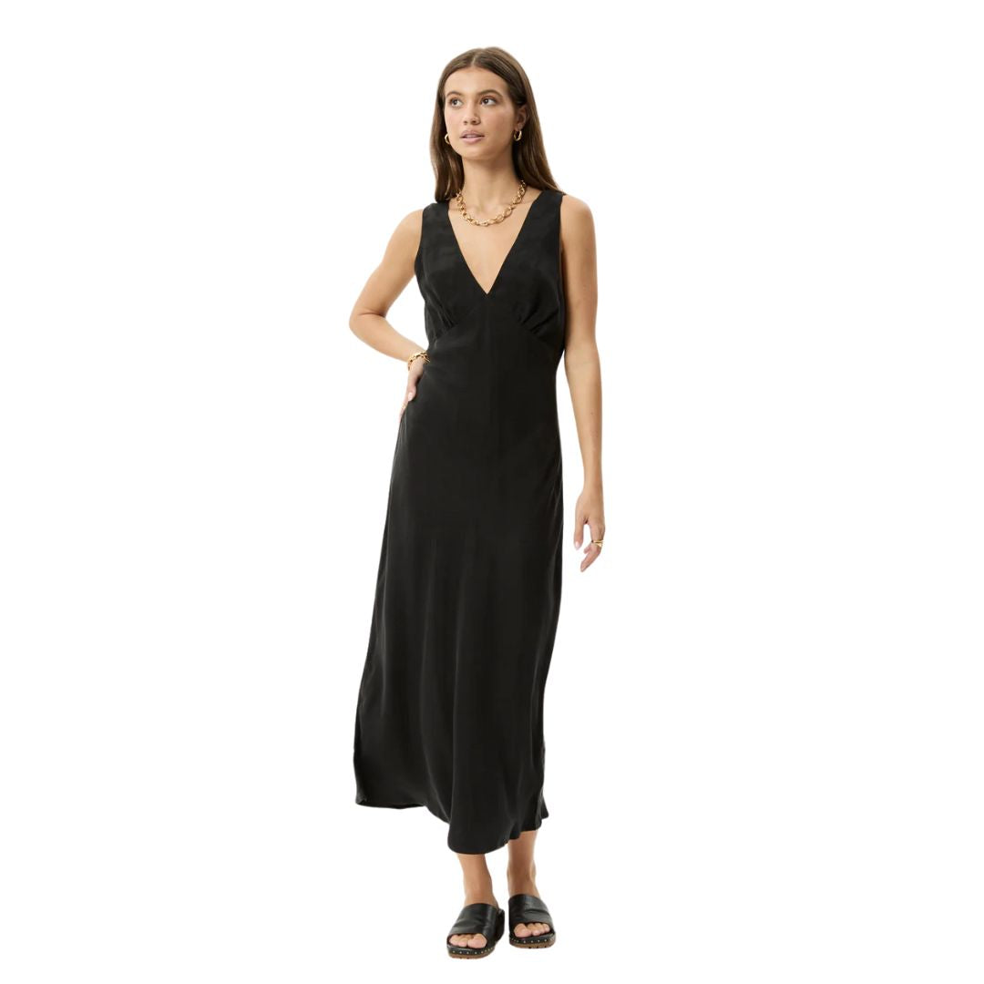 Afends Womens Gia Cupro Maxi Dress - Black