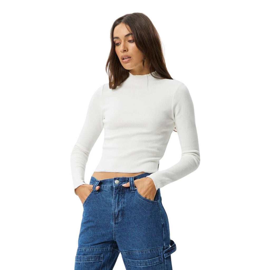 Womens Iconic Hemp Rib Long Sleeve Top - Off White