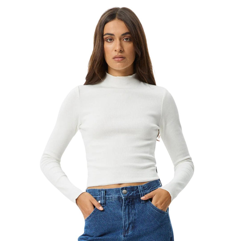Womens Iconic Hemp Rib Long Sleeve Top - Off White