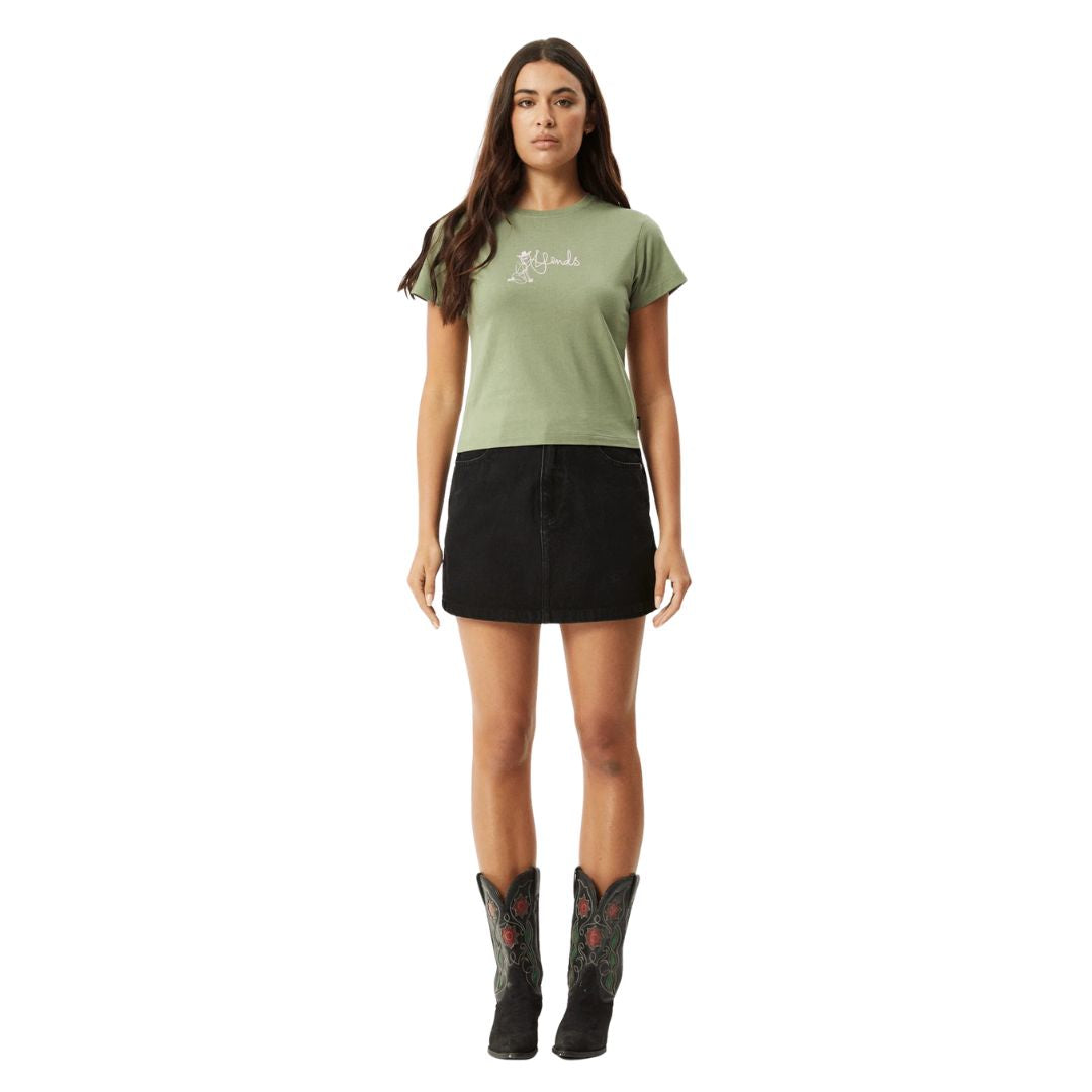 Afends Womens Karlee Baby T-Shirt - Oil Green