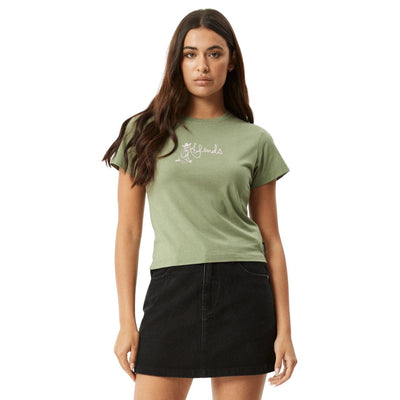Afends Womens Karlee Baby T-Shirt - Oil Green