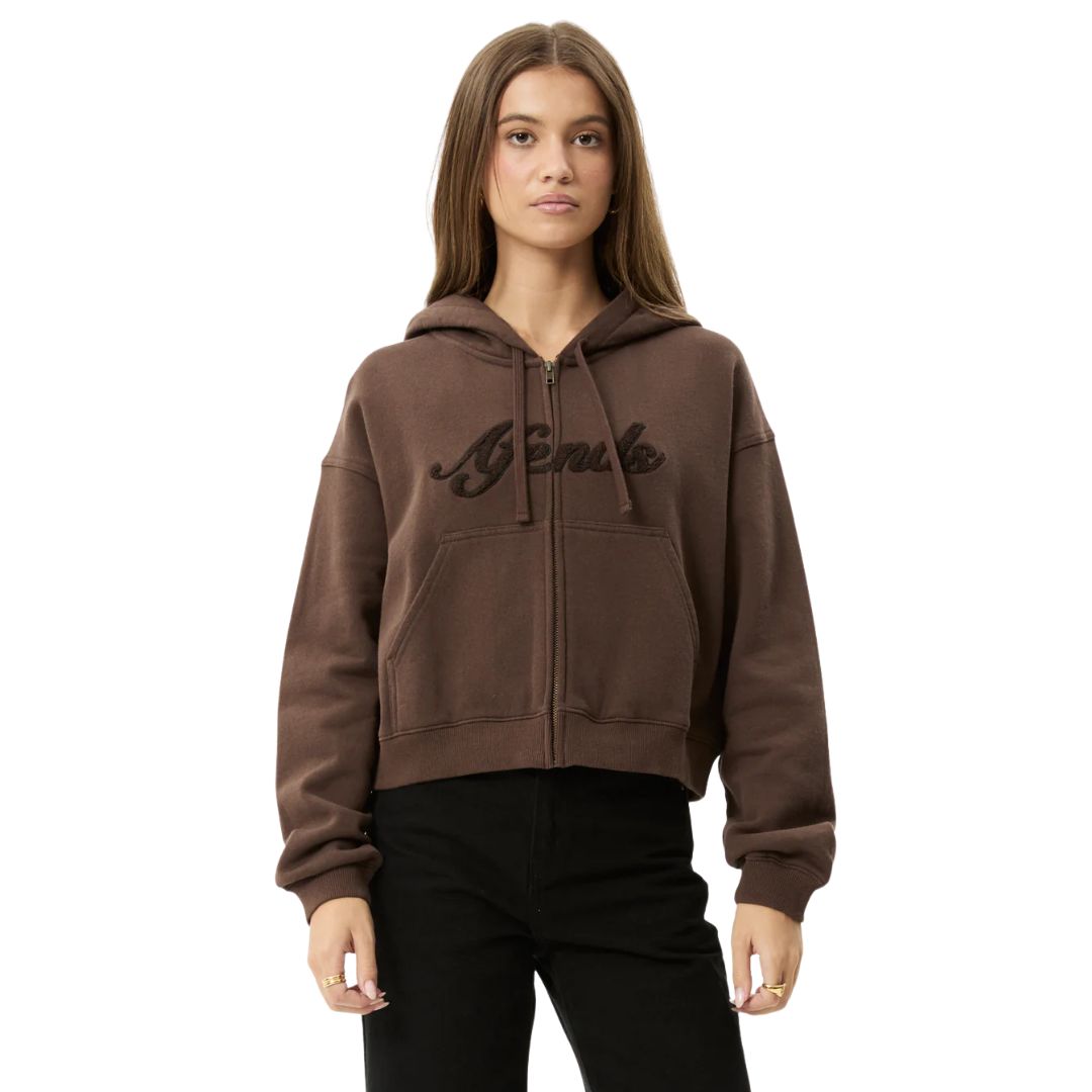 Afends Womens Kourt Zip Hoodie - Coffee