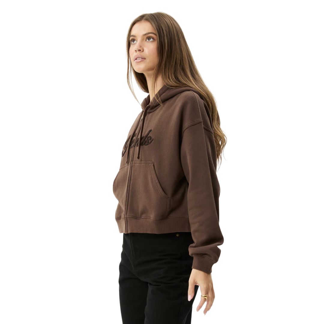 Afends Womens Kourt Zip Hoodie - Coffee