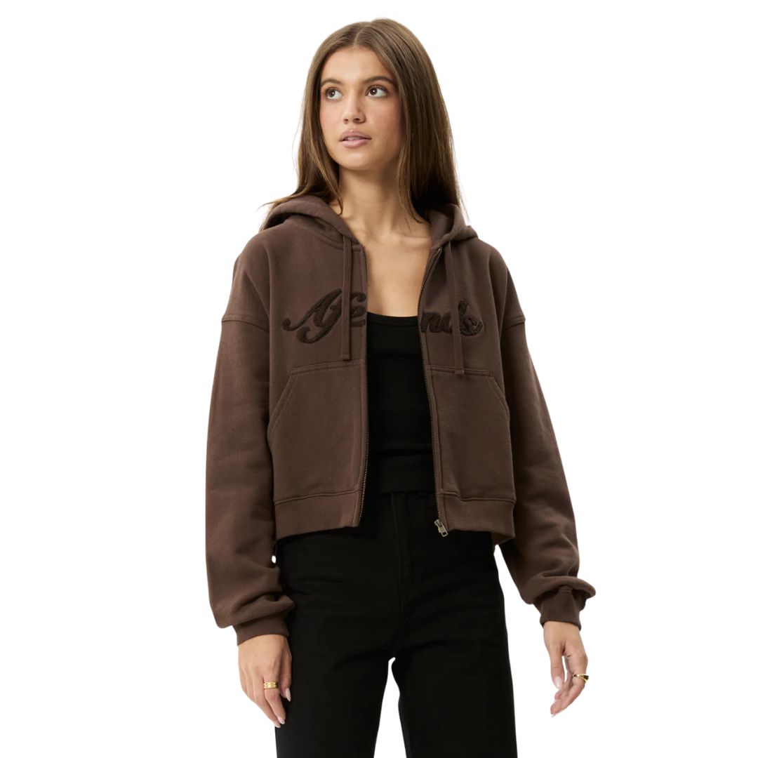 Afends Womens Kourt Zip Hoodie - Coffee
