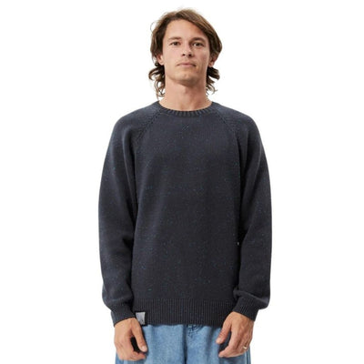 Afends Solace Unisex Organic Knit Crew Neck Jumper - Charcoal