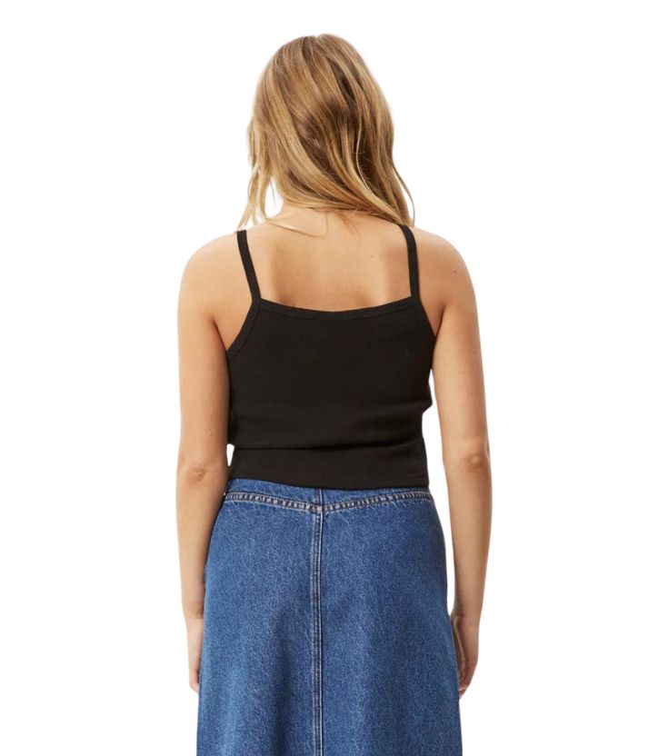 Afends Womens Taylor Hemp Rib Singlet - Black
