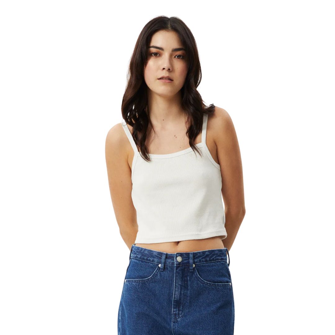 Afends Womens Taylor Hemp Rib Singlet - White