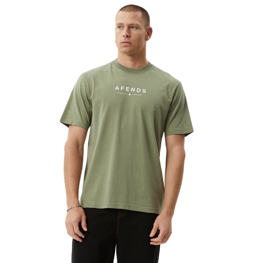 Afends Throw Out Recycled Retro Fit T-Shirt - Oil Green