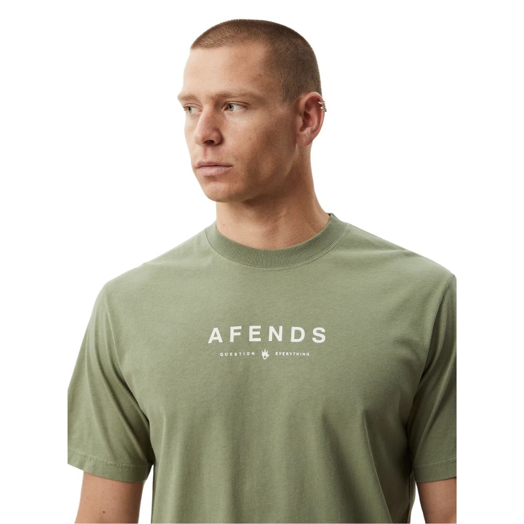 Afends Throw Out Recycled Retro Fit T-Shirt - Oil Green