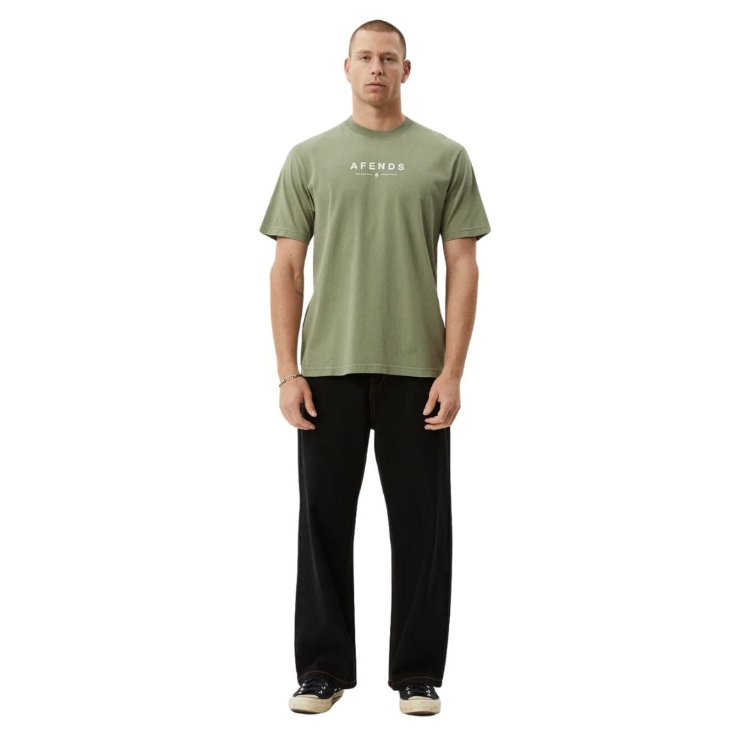 Afends Throw Out Recycled Retro Fit T-Shirt - Oil Green