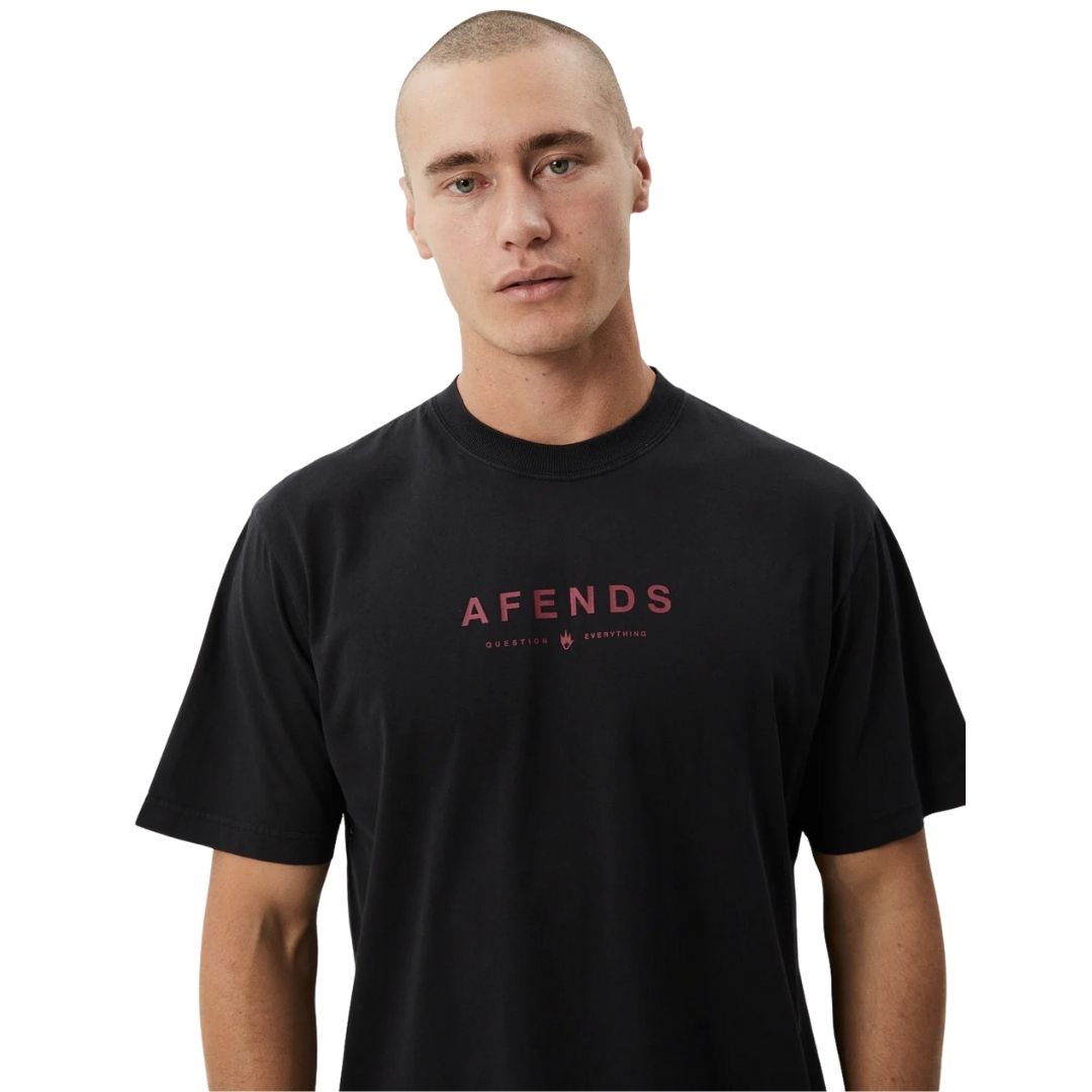 Afends Throw Out Recycled Retro Fit T-Shirt - Stone Black