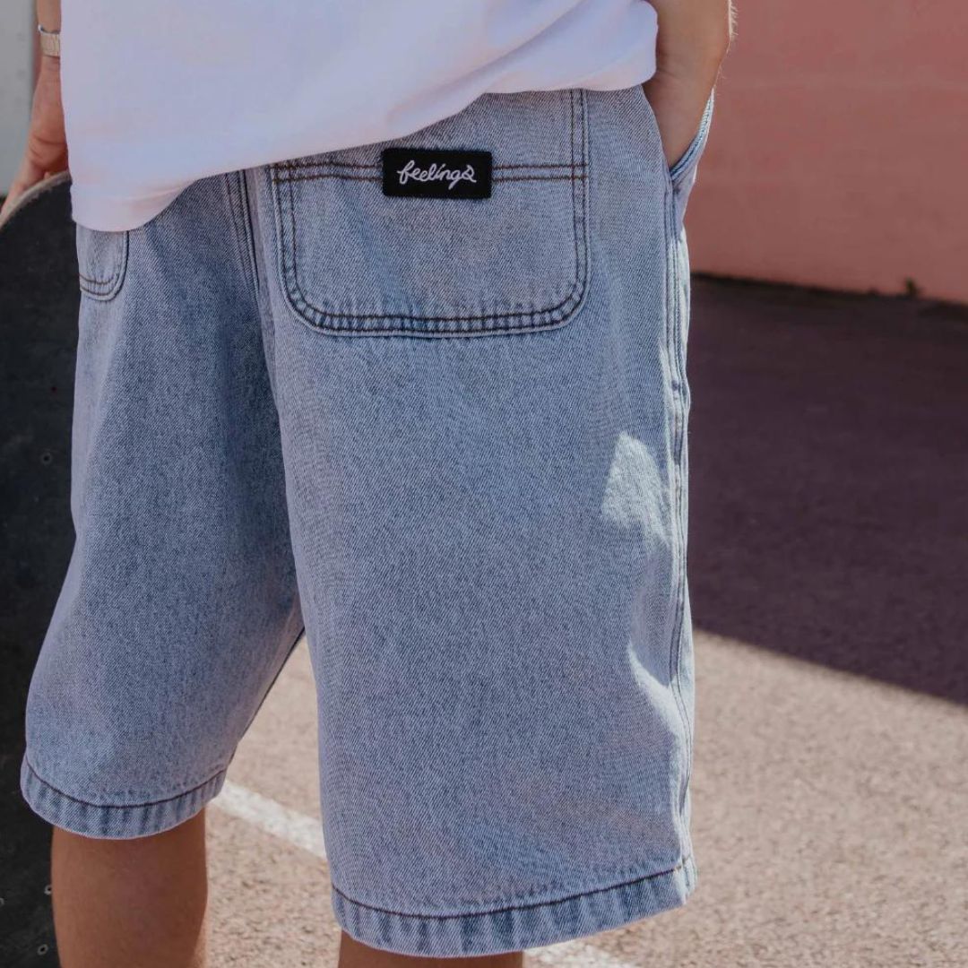 And Feelings Maker Denim Shorts - Light Indigo Wash