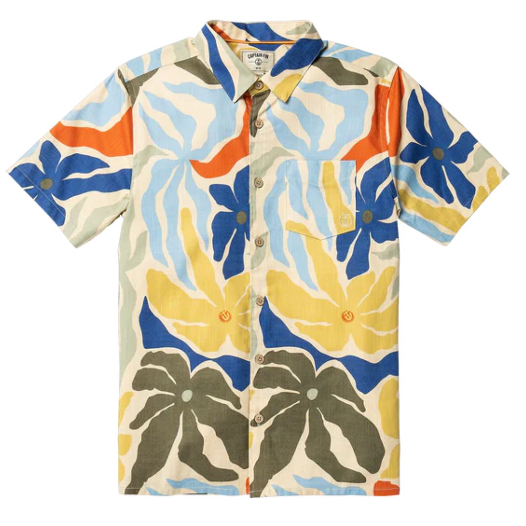 Captain Fin Co. Palm Warp Short Sleeve Shirt - Sand