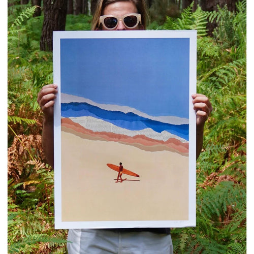 Ciel Glue 'Beach Boy Surfer' Collage Print | Retro Surf Art