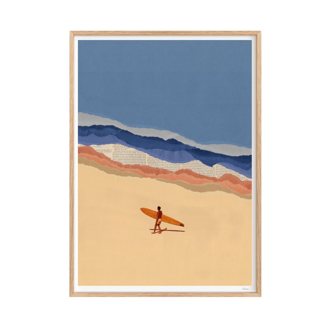 Ciel Glue 'Beach Boy Surfer' Collage Print