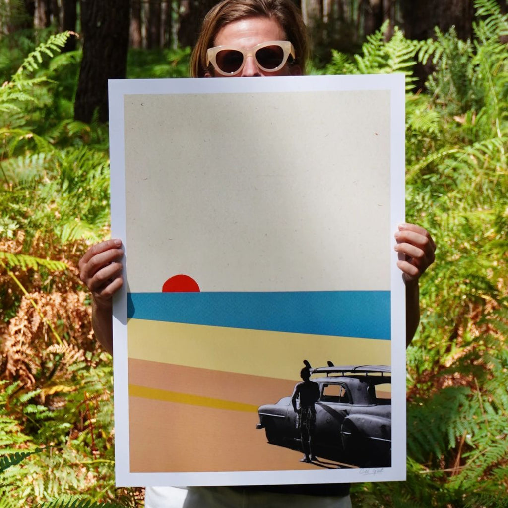 Ciel Glue 'The Bay' Collage Print | Retro Surf Art