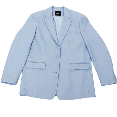 Cotiere Womens Blue Leather Suit Jacket - Light Blue