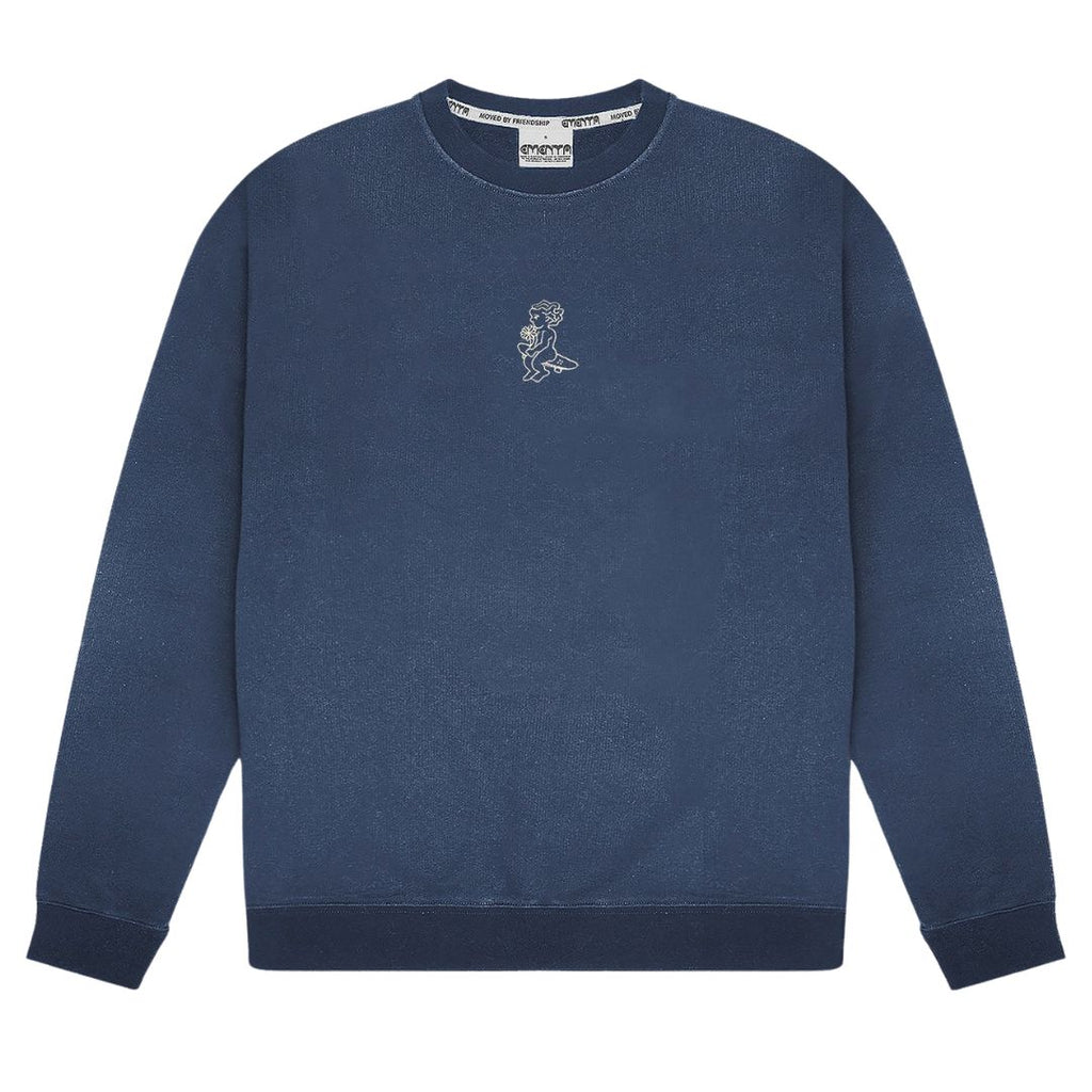 Ikon Flower Crew Neck - Blue Washed