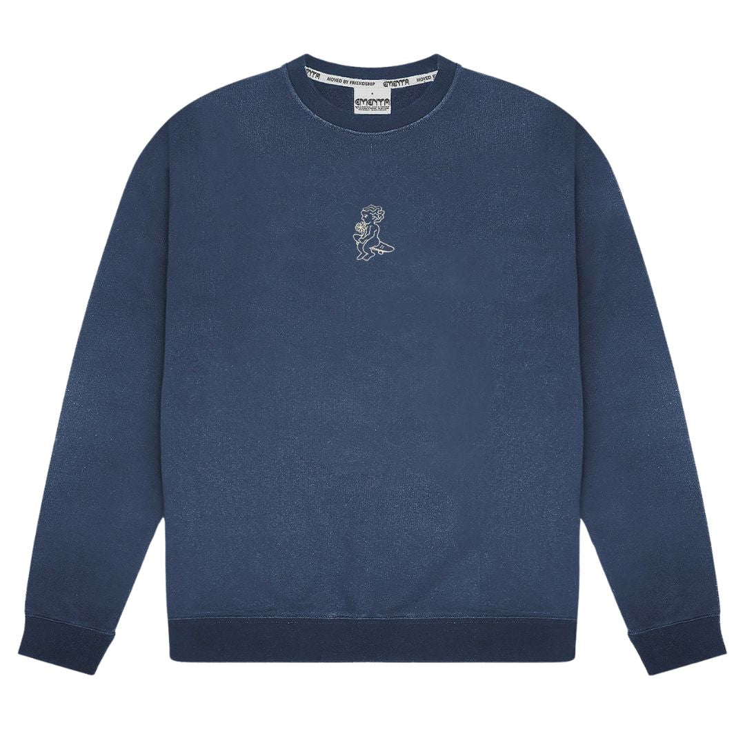 Ikon Flower Crew Neck - Blue Washed