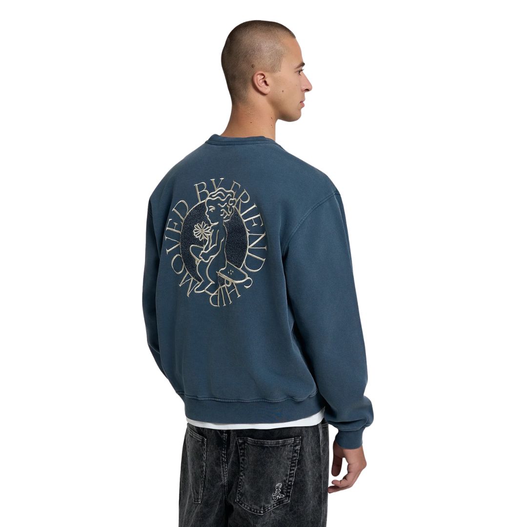Ikon Flower Crew Neck - Blue Washed
