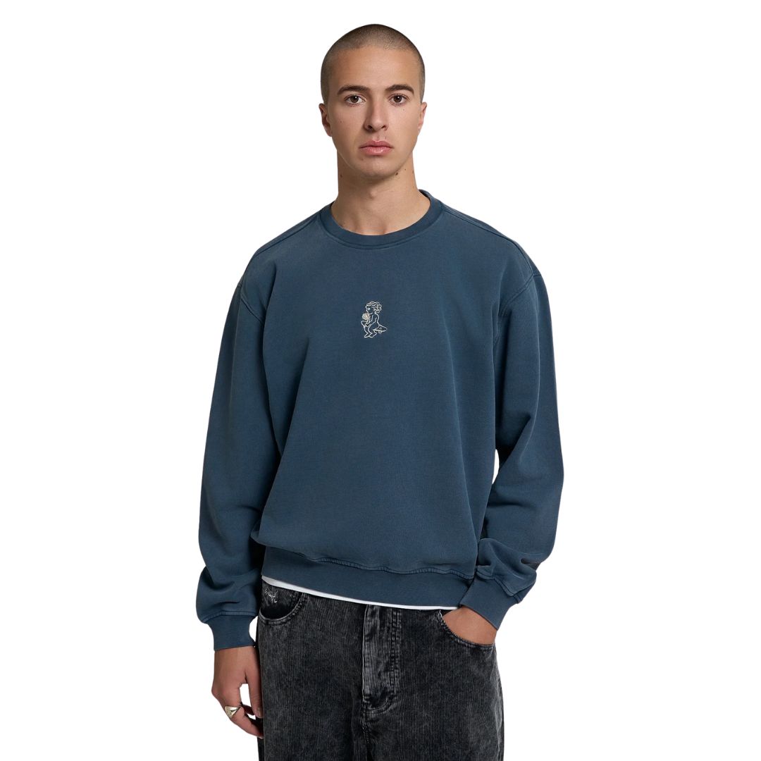 Ikon Flower Crew Neck - Blue Washed
