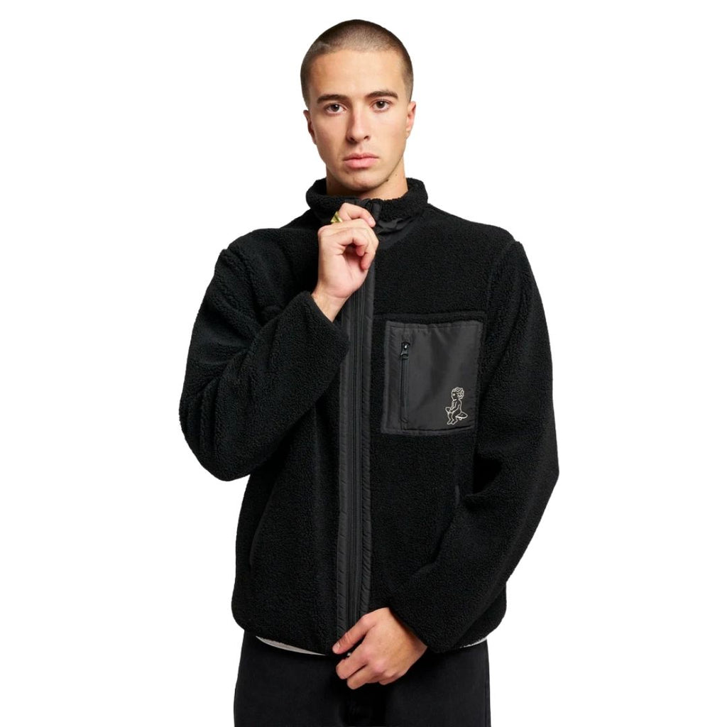 Ikon Flower Polar Zip Jacket - Black