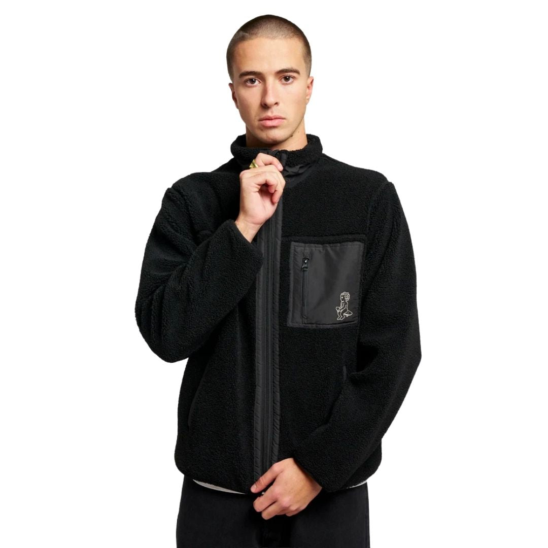 Ementa Ikon Flower Polar Zip Jacket - Black