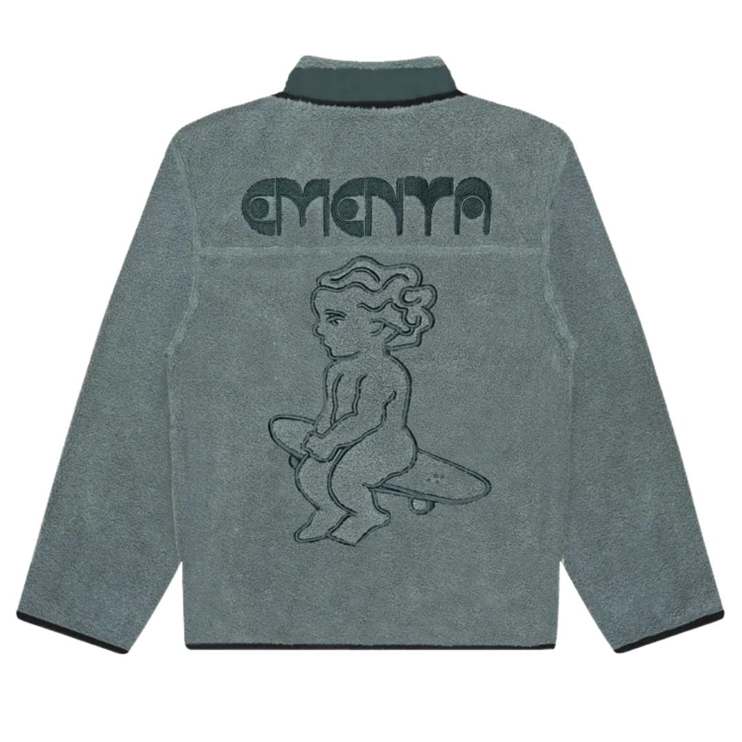 Ementa Ikon Flower Polar Zip Jacket - Sage | Lisbon Skateboarding Label