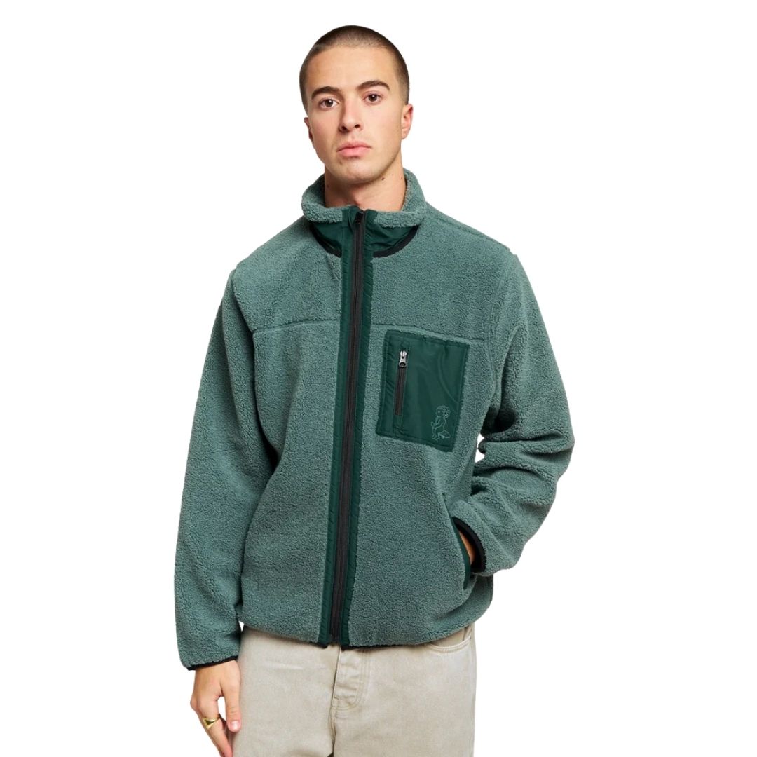 Ementa Ikon Flower Polar Zip Jacket - Sage | Lisbon Skateboarding Label