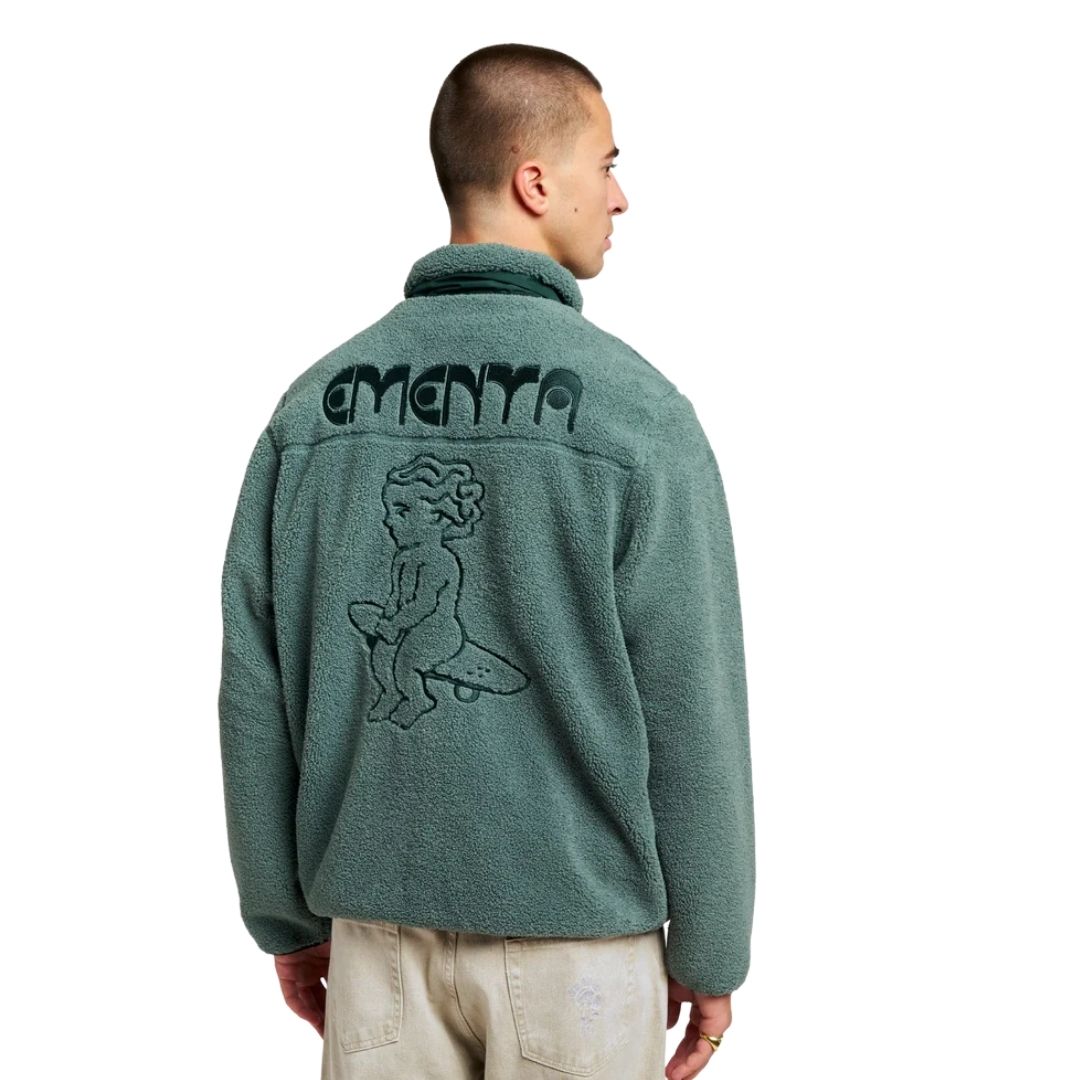 Ementa Ikon Flower Polar Zip Jacket - Sage | Lisbon Skateboarding Label