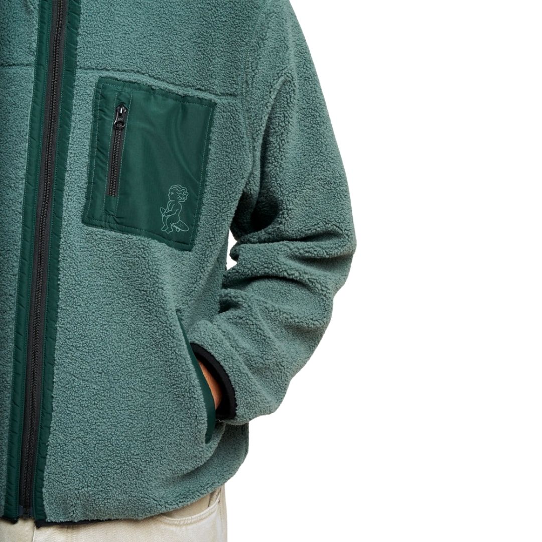 Ikon Flower Polar Zip Jacket - Sage