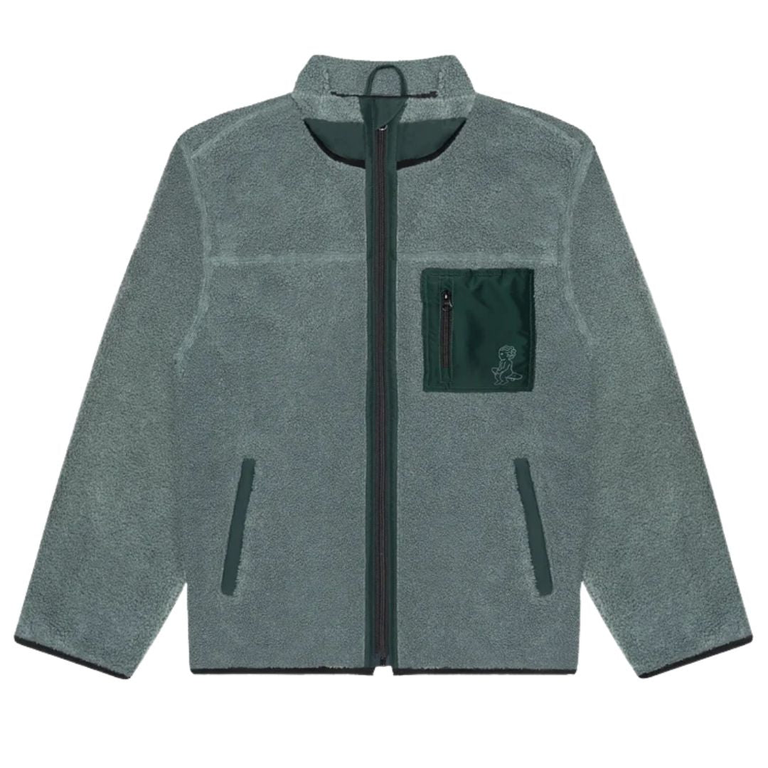 Ementa Ikon Flower Polar Zip Jacket - Sage | Lisbon Skateboarding Label