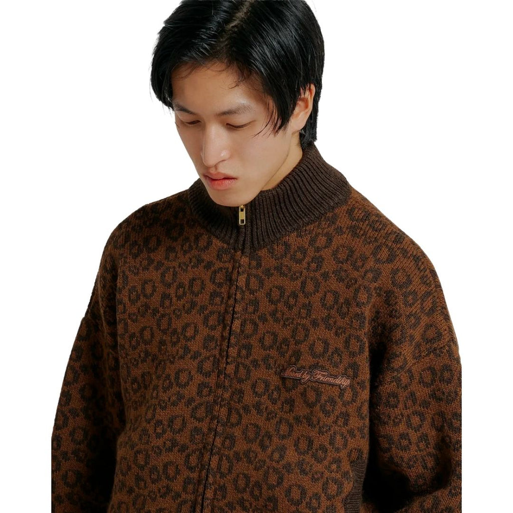 Ementa Leopard Knit Jacket - Brown