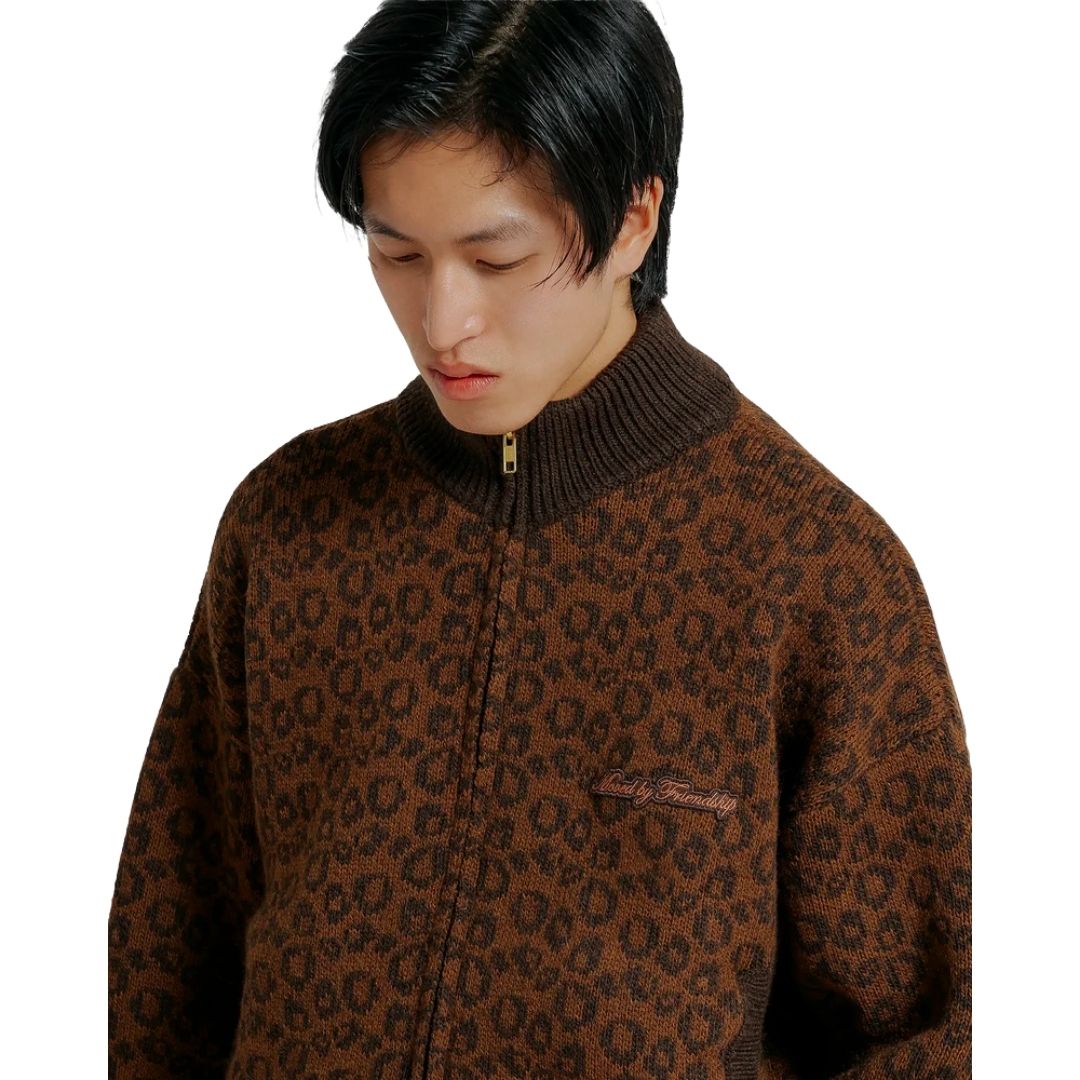 Ementa Leopard Knit Jacket - Brown