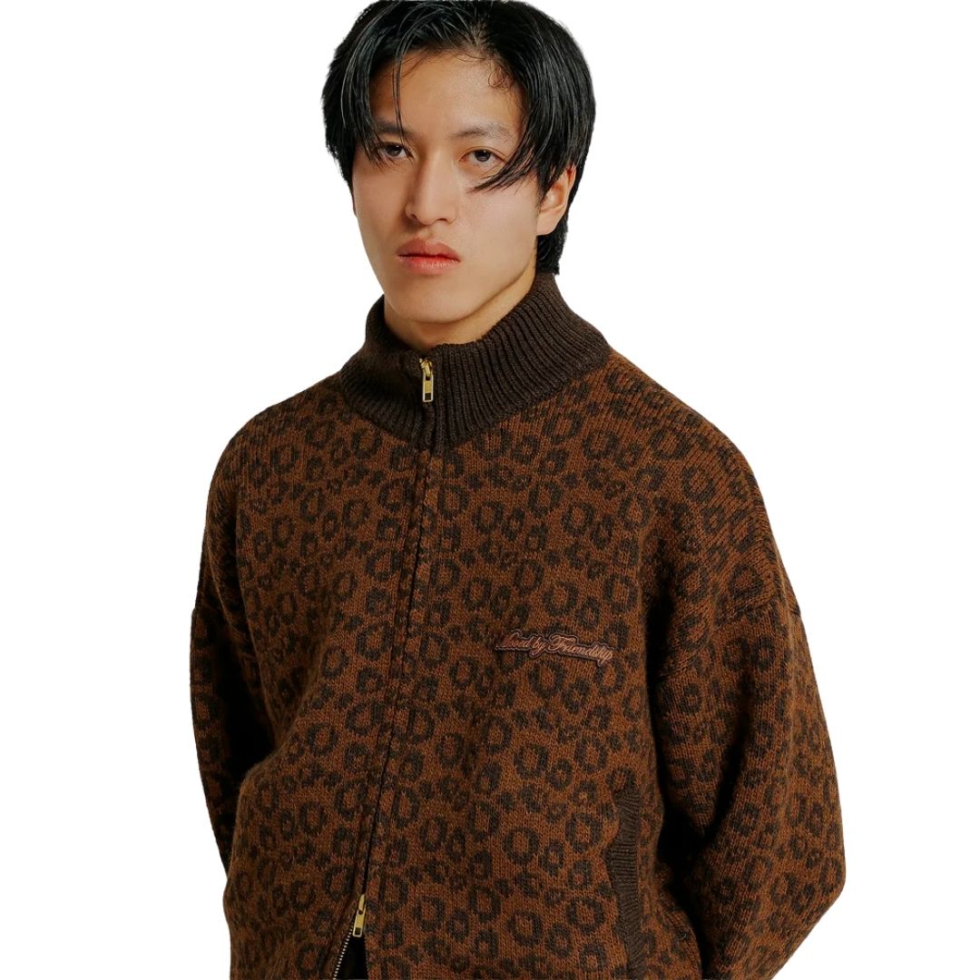 Ementa Leopard Knit Jacket - Brown