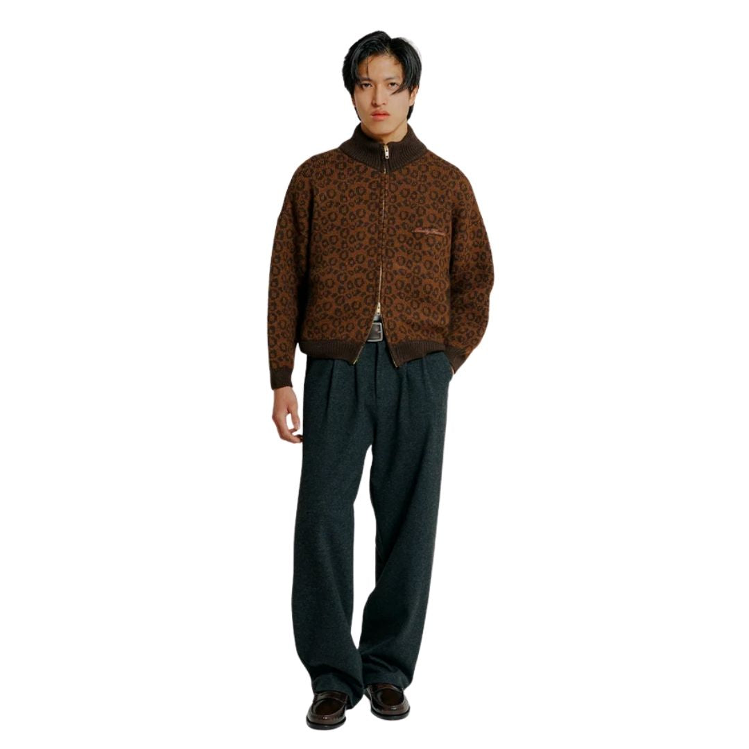 Ementa Leopard Knit Jacket - Brown