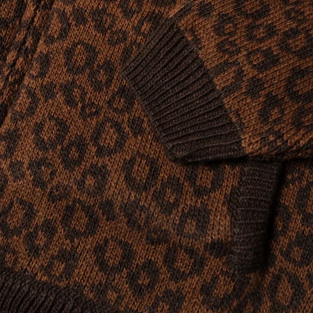 Ementa Leopard Knit Jacket - Brown