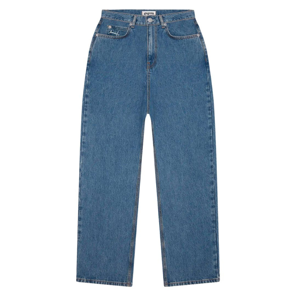 Womens Loofa Ikon Flower Denim Pants - Blue Stone Washed