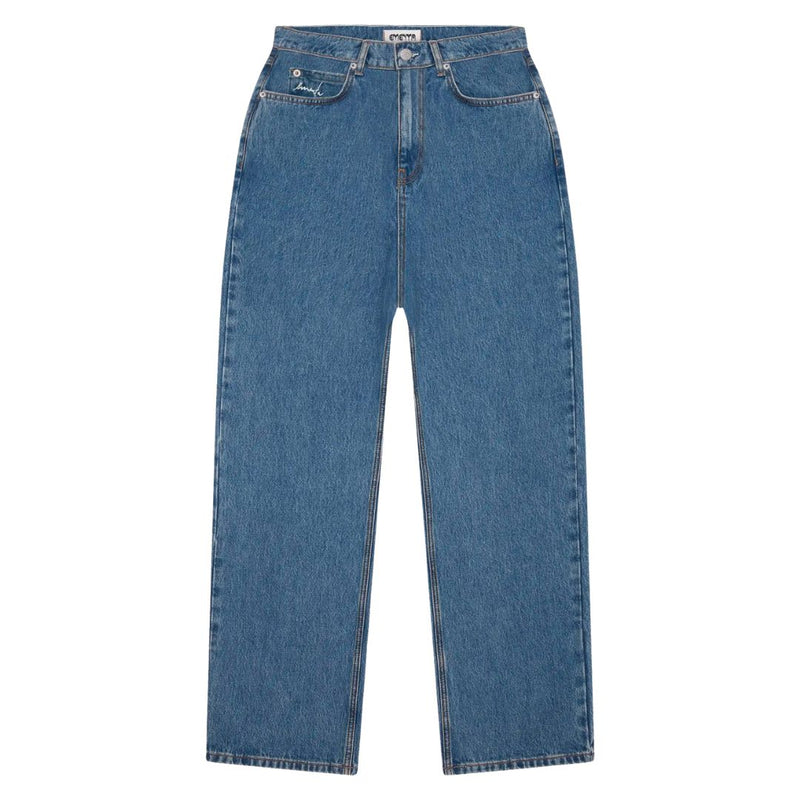 Ementa Womens Loofa Ikon Flower Denim Pants - Blue Stone Washed