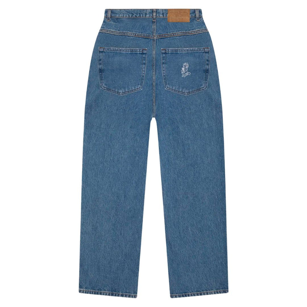 Womens Loofa Ikon Flower Denim Pants - Blue Stone Washed