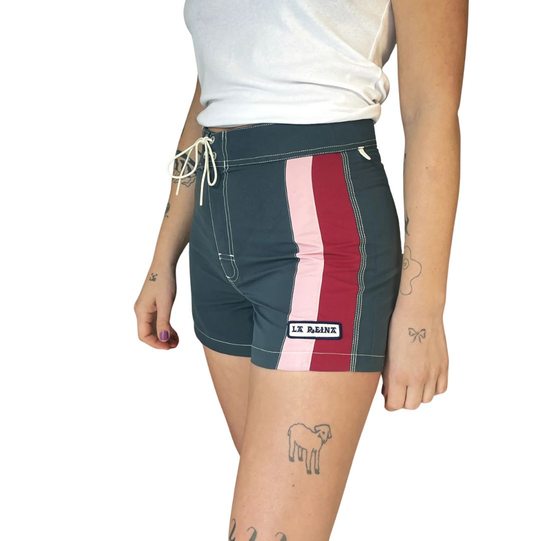 La Reina Marine Stripe Boardshort — detail view