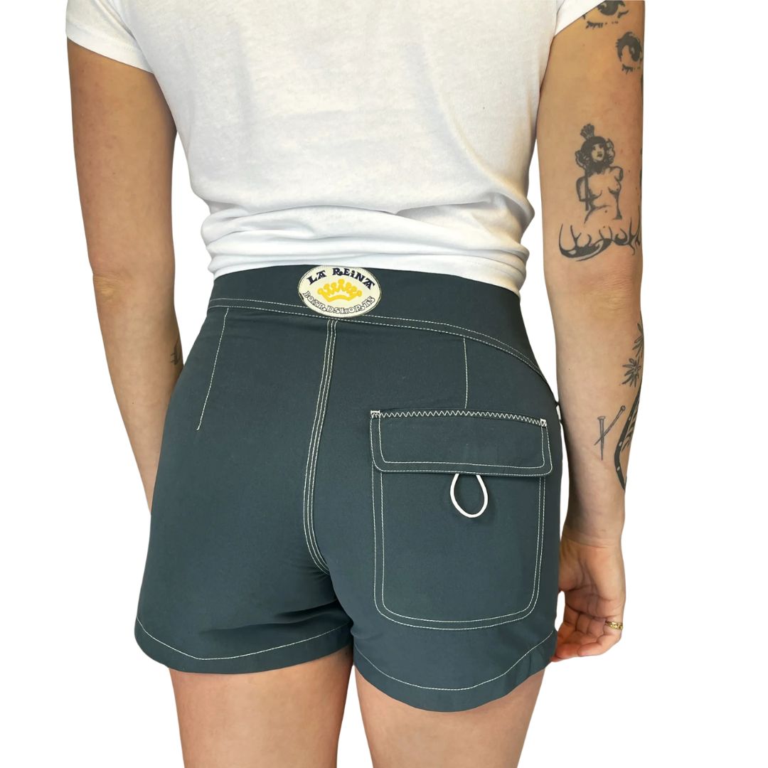 La Reina Marine Stripe Boardshort — worn view