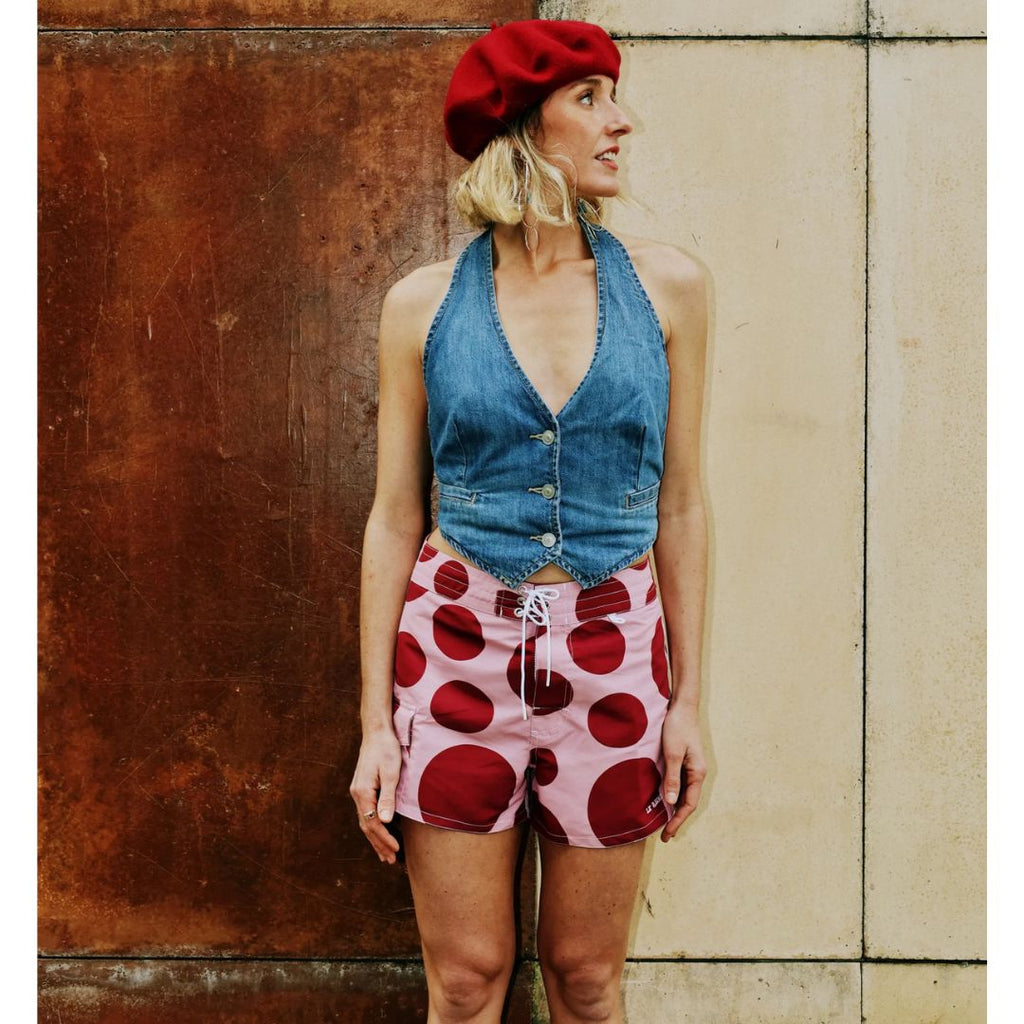 La Reina Pink Olé Boardshort — detail view