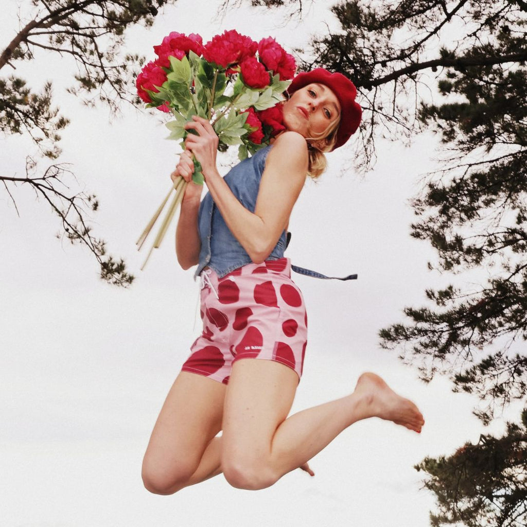 La Reina Pink Olé Boardshort — front view